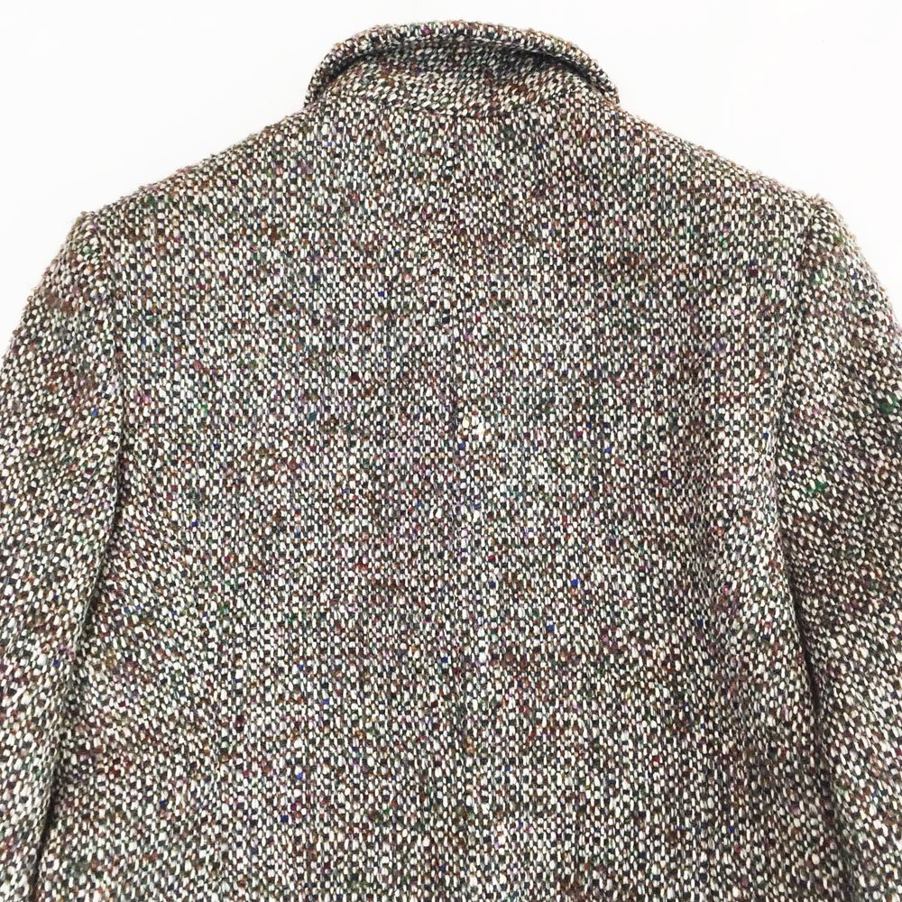 * beautiful goods SCAPA Scapa long sleeve tweed Chesterfield coat size 38 lady's dark red × green × white × black 7277703 3BB/91297