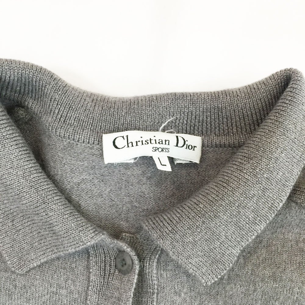 ★Christian Dior SPORTS クリスチャンディオールスポーツ 長袖 襟付き ウールニット プルオーバー レディースL グレー トップス 1BB/91355_画像5