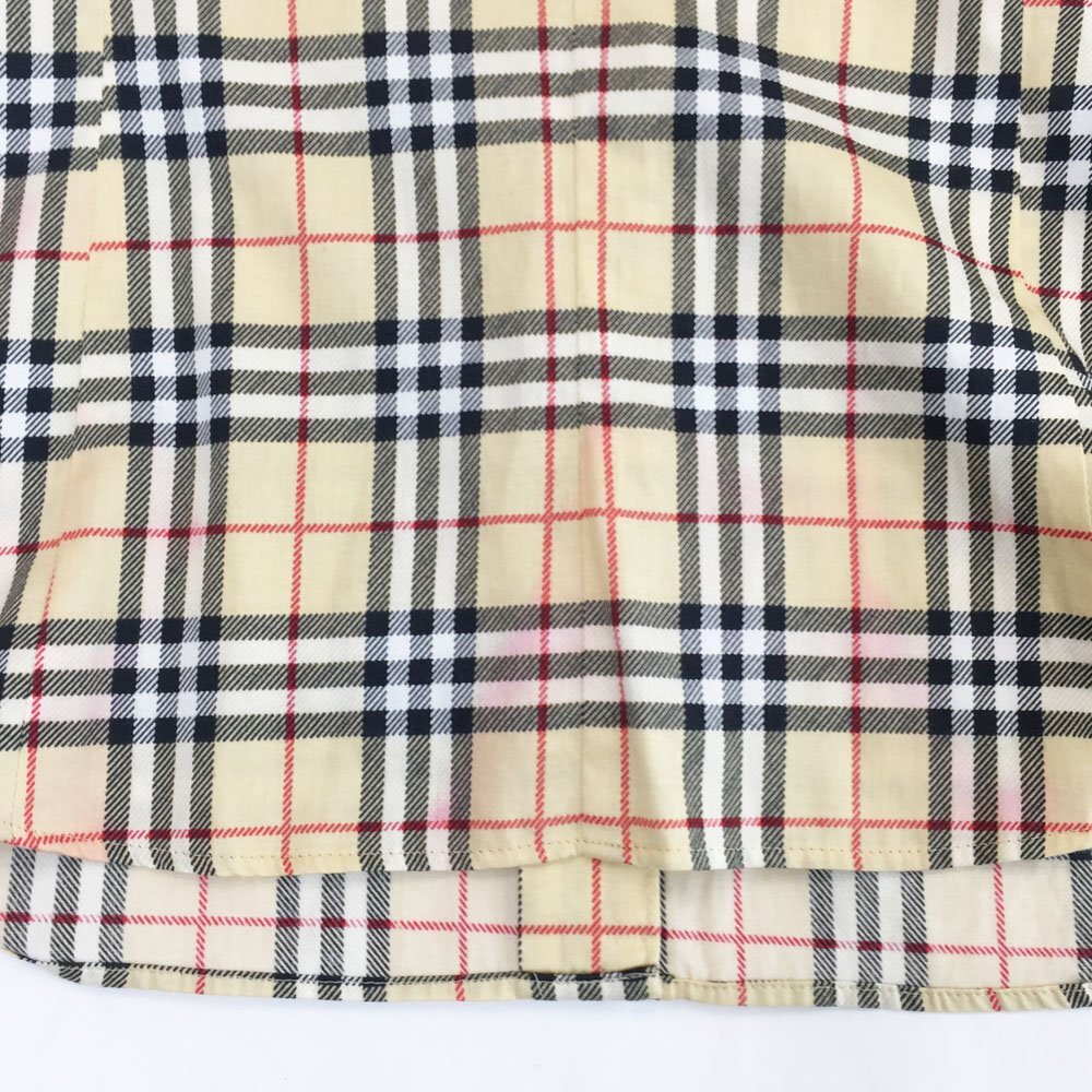 *BURBERRY BLUE LABEL Burberry Blue Label short sleeves noba check shirt lady's size 38 beige 529424 1BA/41957