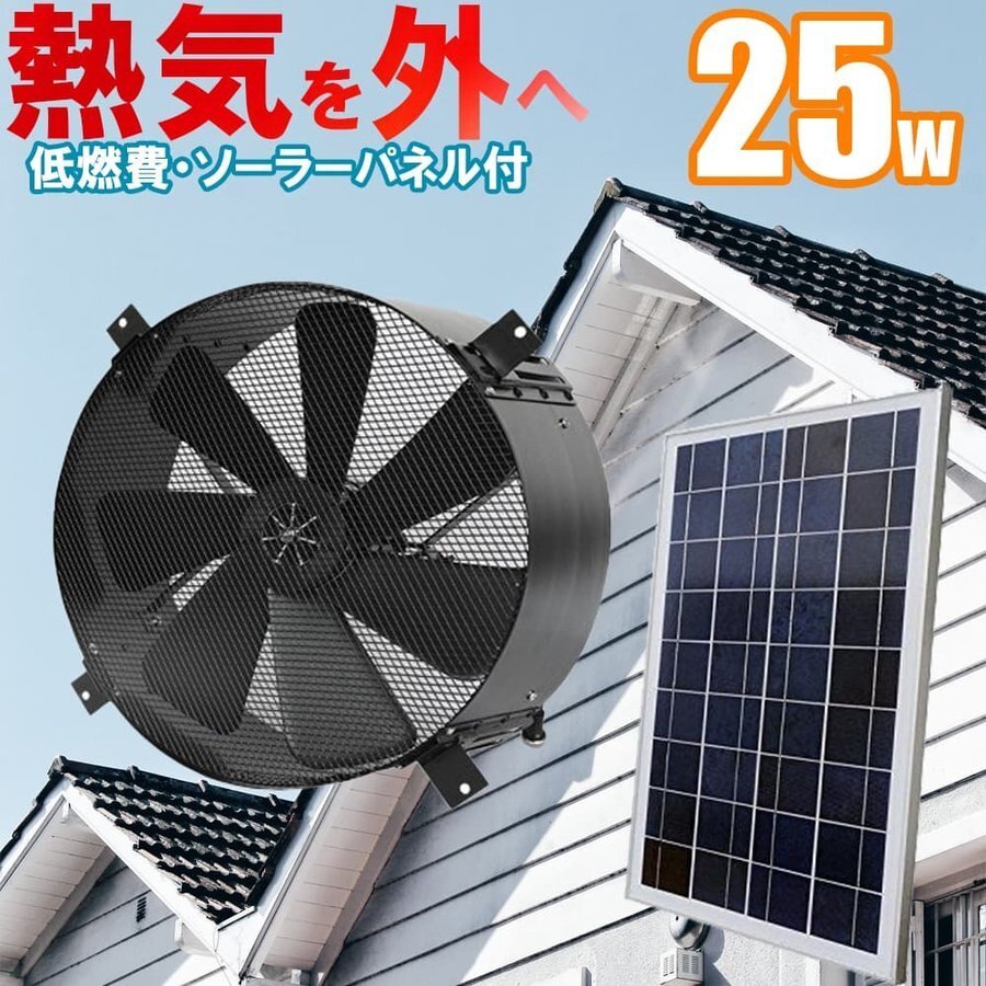 ソーラー換気扇 【電気料金無料】倉庫・工場・事務所の熱気に！発電コスト０でしっかり換気！ソーラーパネルで動く換気扇セット 15W換気扇_画像1