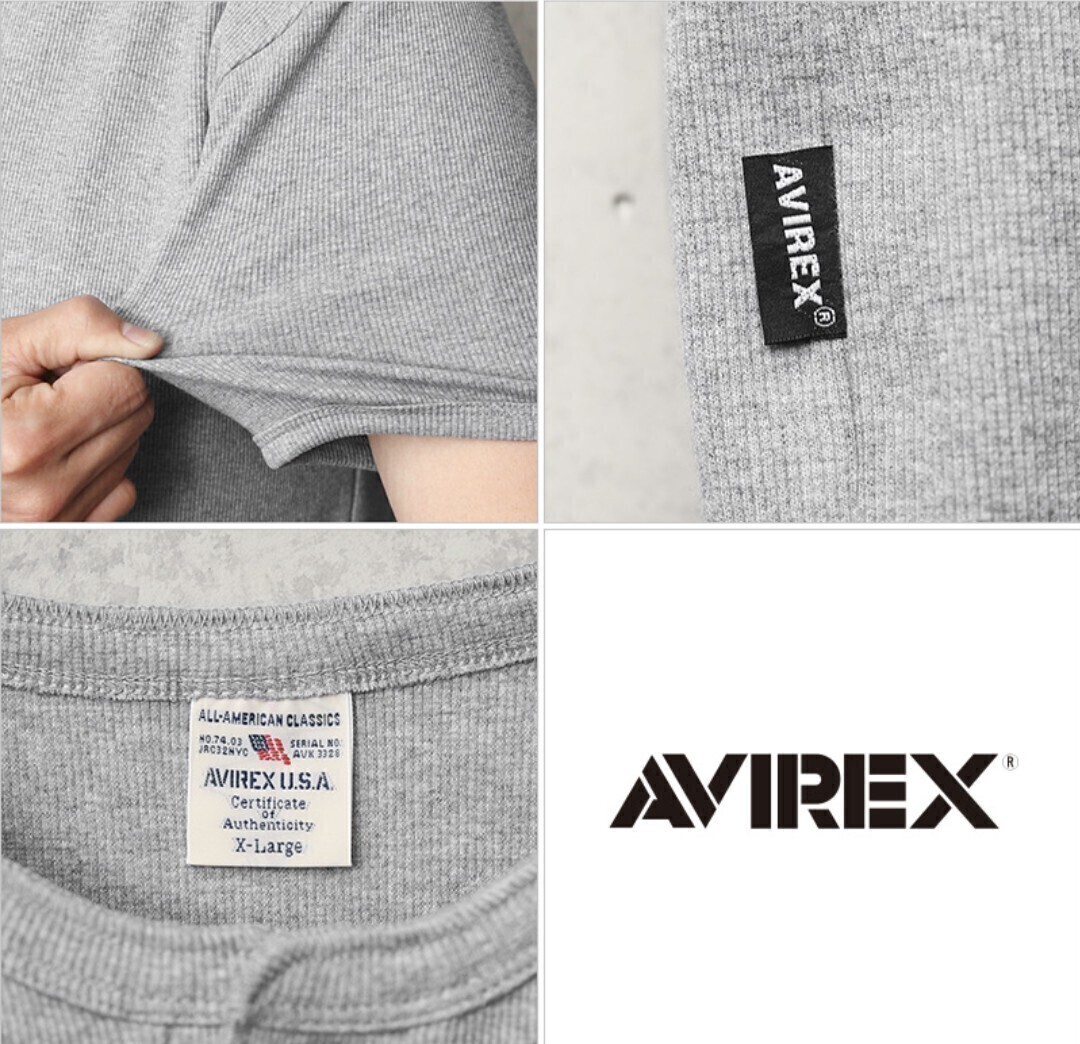 AVIREX アビレックス アヴィレックス Tシャツ tシャツ 6143504 ヘンリーネック Ｔシャツ デイリー　チャコール　Ｓサイズ_画像5