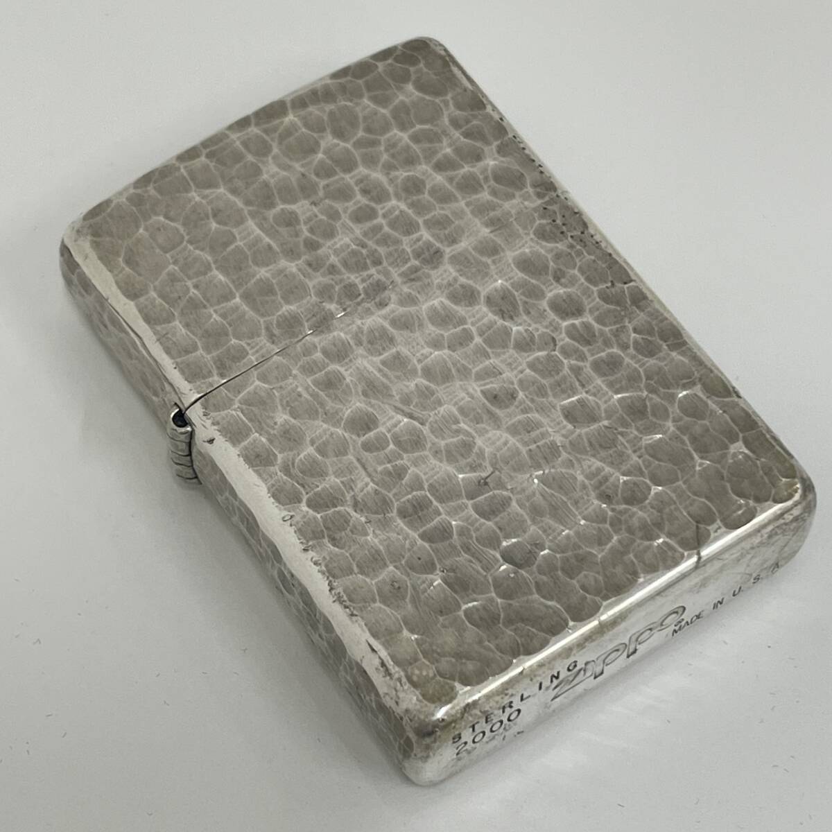 #10004 Zippo STERLING 2000 ハンマー トーン スターリングシルバー ジッポー オイルライター 着火未確認 ジャンク品 現状品_画像1