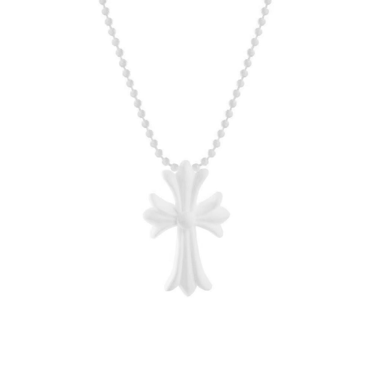 シリコンネックレス　クロス ネックレス 十字架 ラバー シリコン 首飾り ペンダント　ホワイト