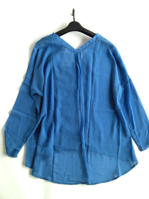 新品 ROSE BUD（ローズバッド）オーバーサイズシフォン長袖シャツ 青 F 送料185円 シアーシャツの画像6