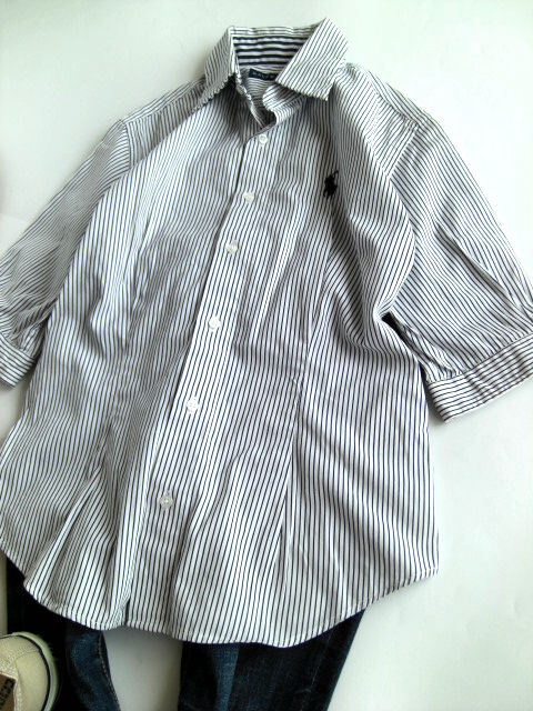 ラルフローレン(Ralph Lauren)コットンストライプ半袖シャツ 0 150／80の画像2