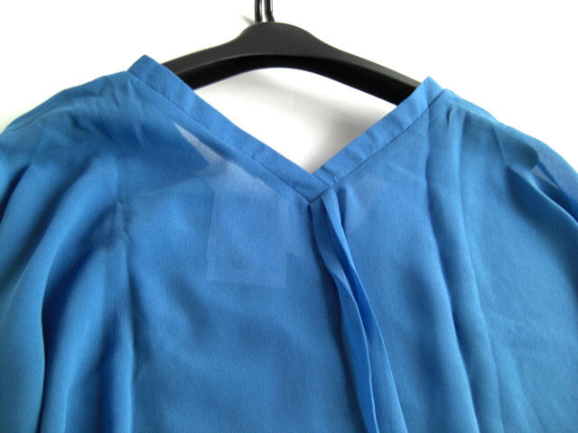 新品 ROSE BUD（ローズバッド）オーバーサイズシフォン長袖シャツ 青 F 送料185円 シアーシャツの画像7