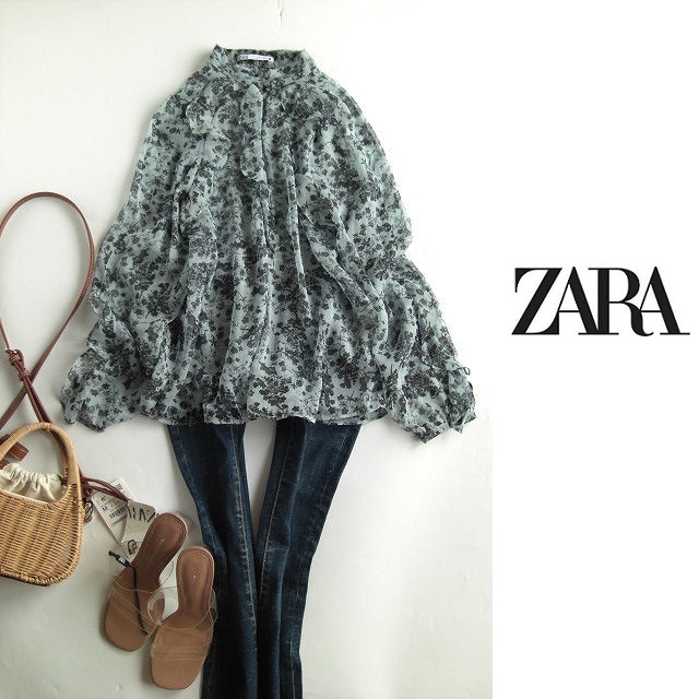 Zara Zara Frir Siphone Blouse Slue Black