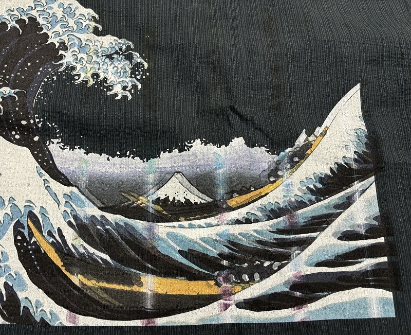[ Edo ..] with translation half-price! jinbei ... weave cotton 100%.. large size manner god . god wave navy blue 5L
