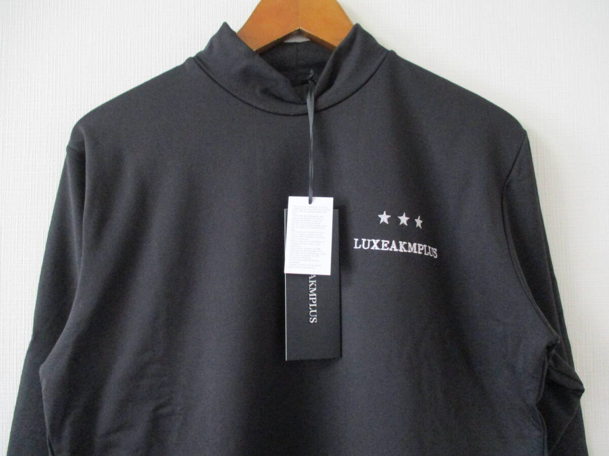 *LUXE AKM PLUS/ryuksei Kei M плюс * не использовался кромка Logo mok шея футболка с длинным рукавом размер :M черный спорт Jim Golf модный 