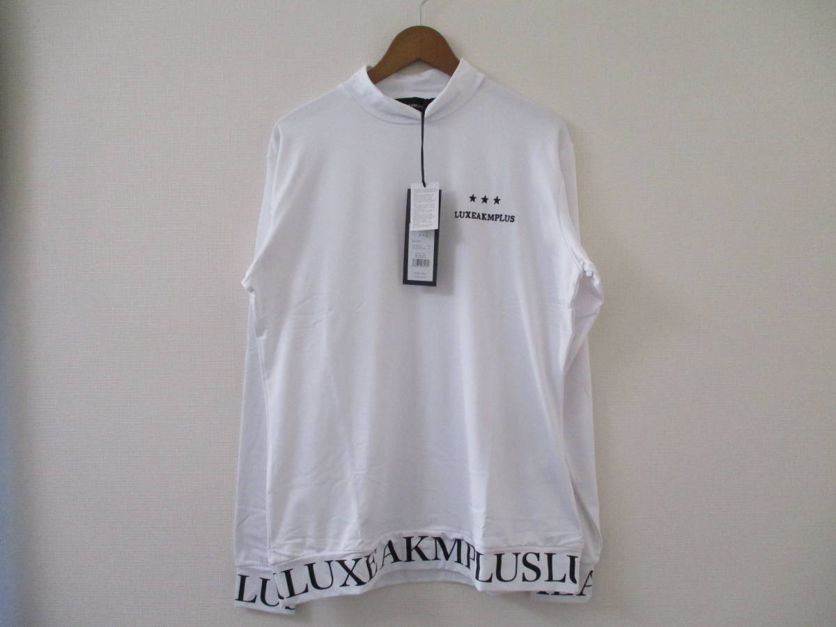 ☆LUXE AKM PLUS/リュクスエイケイエムプラス☆未使用 袖ロゴモックネック長袖Tシャツ サイズ：XL ゴルフ ジム トレーニング スポーツの画像1