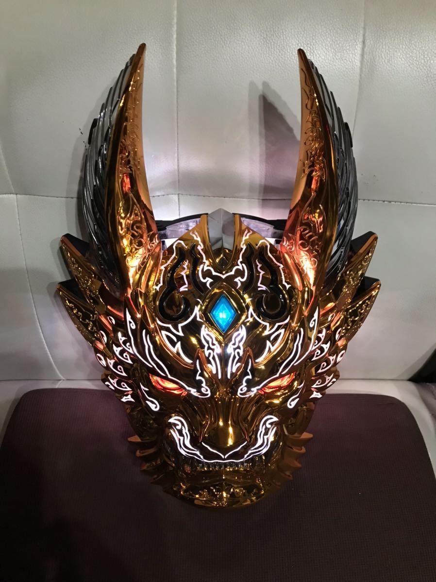 即決価格！信工房 牙狼 役物 翔フェイス オブ ガロ 大型フェイス GARO LED点灯！家庭用コンセント仕様！インテリアに！フィギュア！！_点灯時