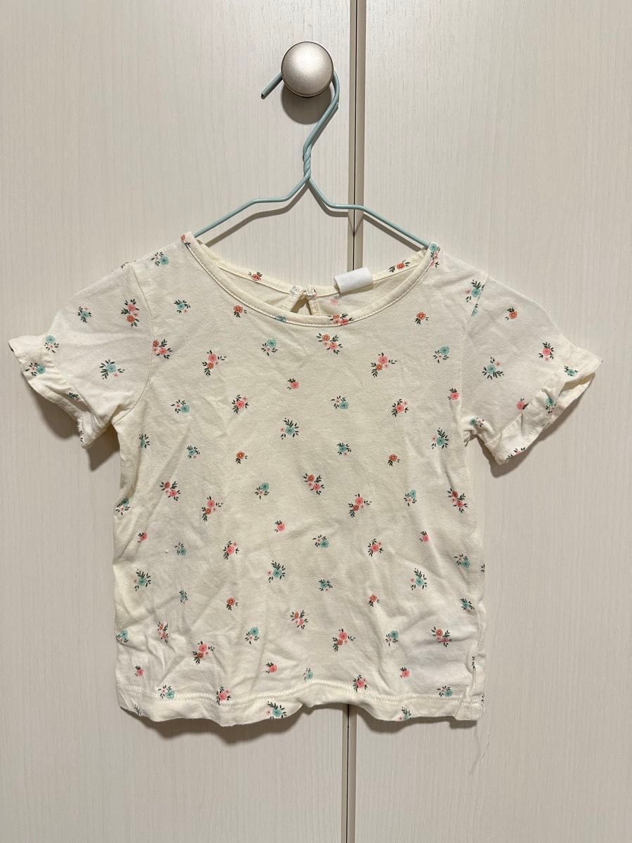 80cm H&M 女の子服　こども服　ベビー服　 Tシャツ 半袖 カットソー　お花　薄手　夏服　保育園着　即発送