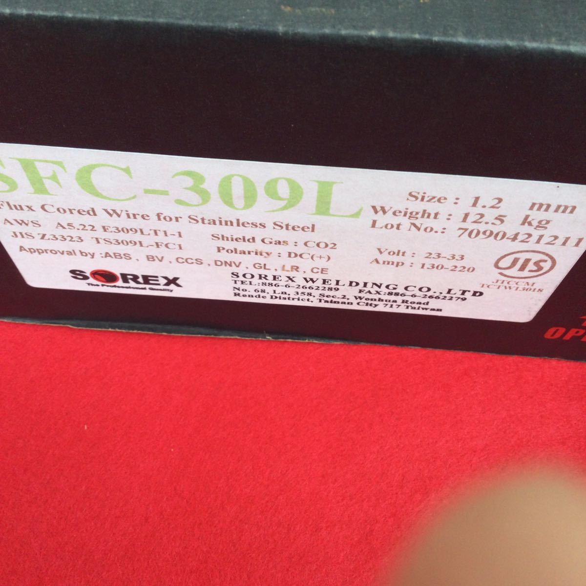 ＳＯＲＥＸ ステンレス鋼 フラックス入り 溶接ワイヤ SFC-309L φ1.2 x 12.5 溶接棒 溶接ワイヤー_画像1