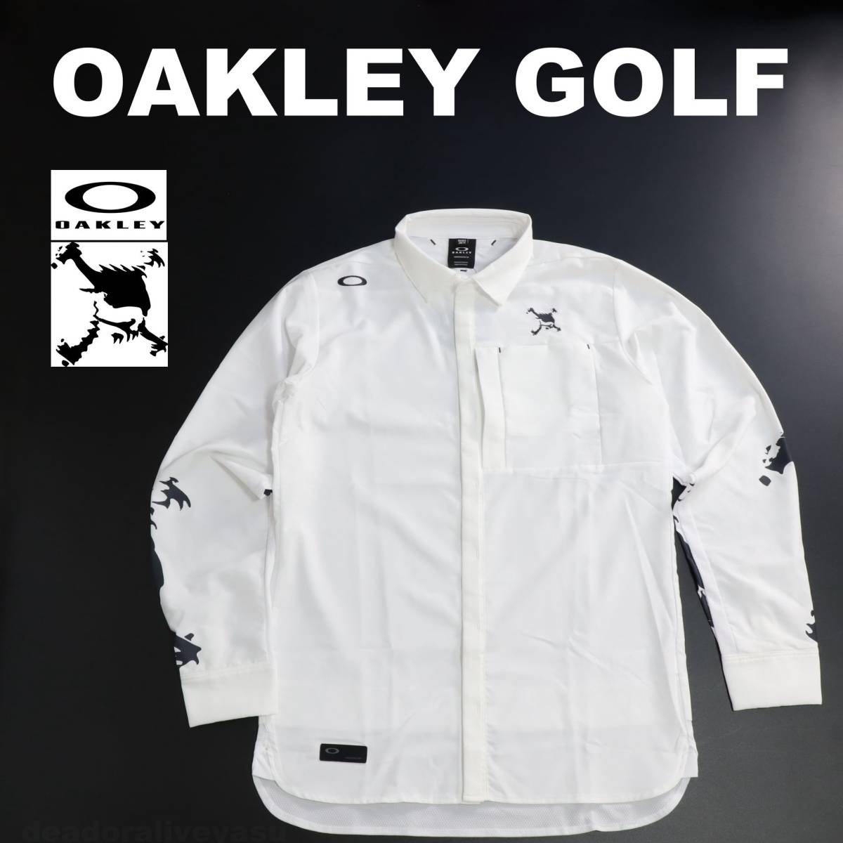 ■【XL】定価14,300円 OAKLEY オークリー GOLF SKULL WOVEN 長袖シャツ白■