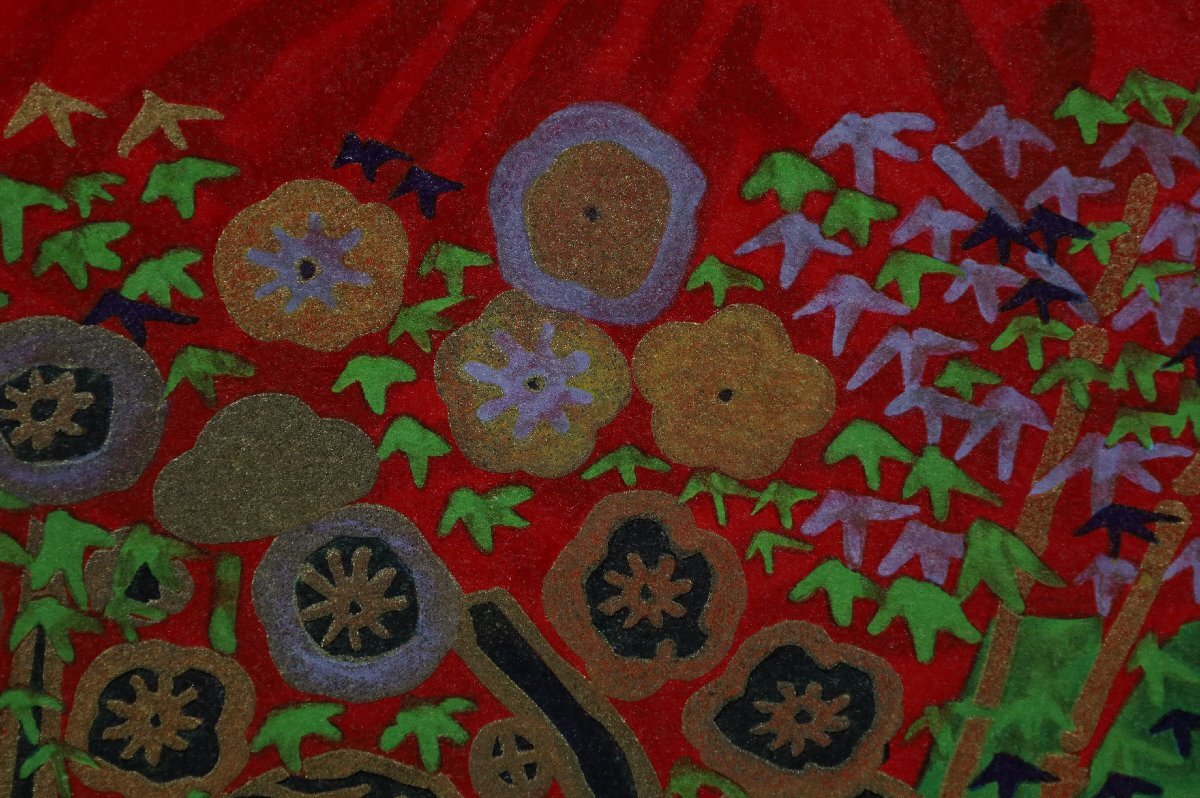 【真作保証】 片岡球子 「富士」 エディション有 共シール 心象風景画 赤富士 リトグラフ 版画 美術品 額装品 1879の画像8
