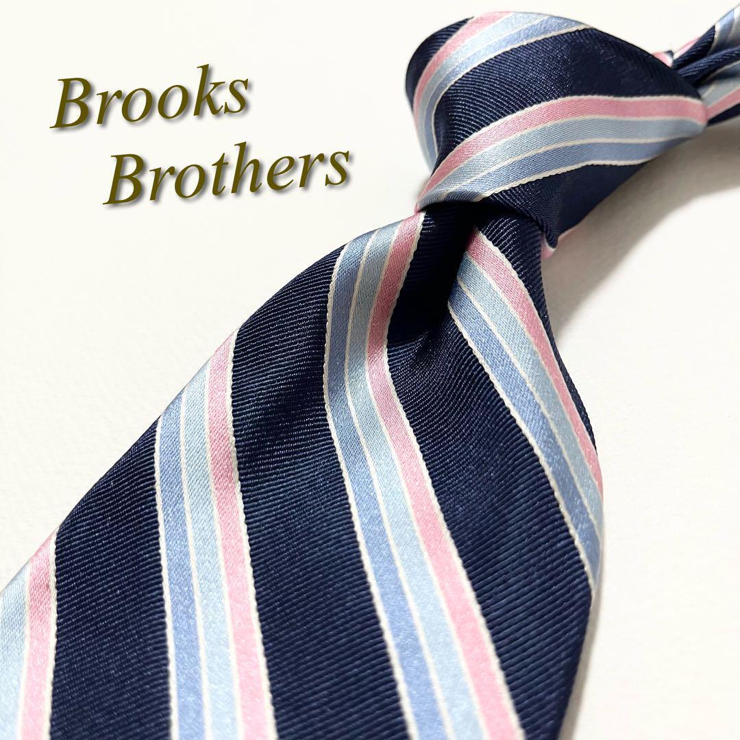 【美品】Brooks Brothers ブルックスブラザーズ ネクタイ リバースストライプ柄 アメリカ製 メンズ スーツ レジメンタル 総柄 ハイブランド_画像1