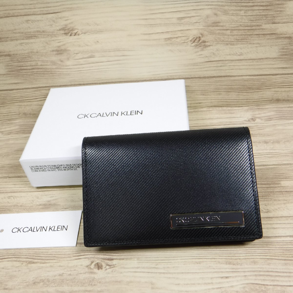 QQ973 CK Calvin Klein regular price 11000 jpy new goods black card-case thickness inset card-case kip cow leather 817634 black leather CALVIN KLEIN