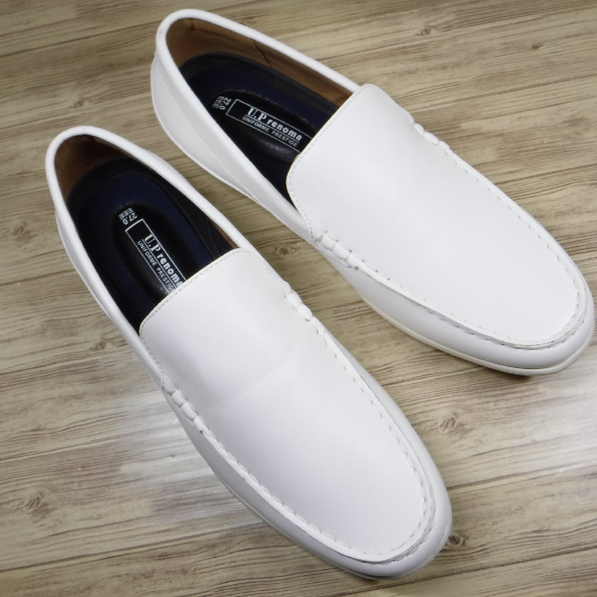 KK454ma гонг smadras новый товар U.P renoma Renoma новый товар белый супер-легкий туфли без застежки Loafer антибактериальный дезодорация водоотталкивающий эффект 27.0 3E обувь для вождения 