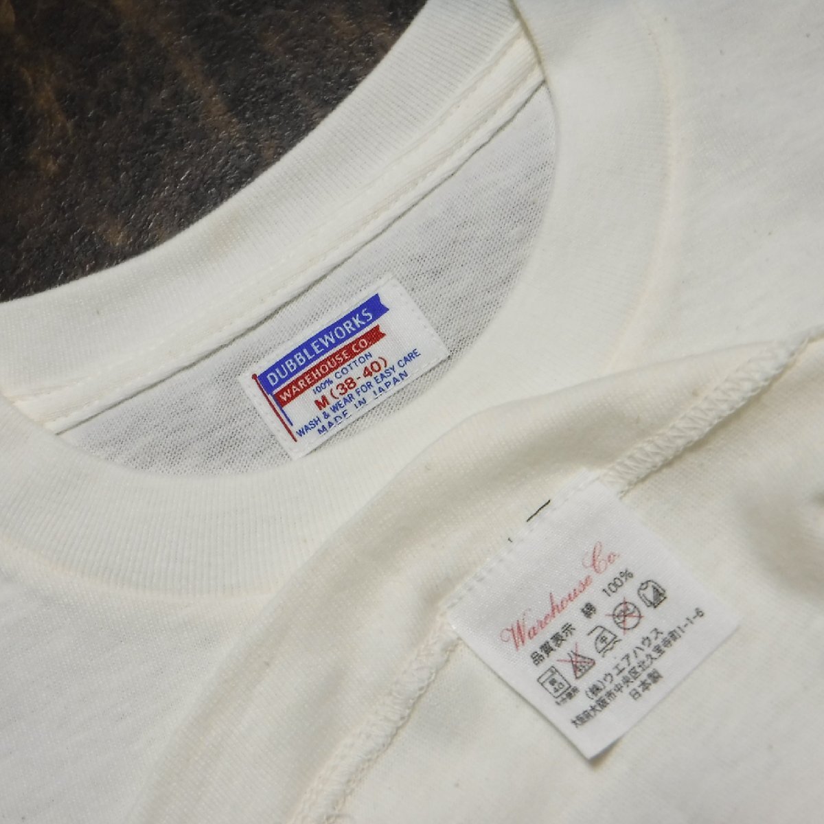 TT348 ウエアハウス × ダブルワークス 新品 KAPPA フロッキープリント 半袖Tシャツ M(38-40) 日本製 DUBBLEWORKSの画像3