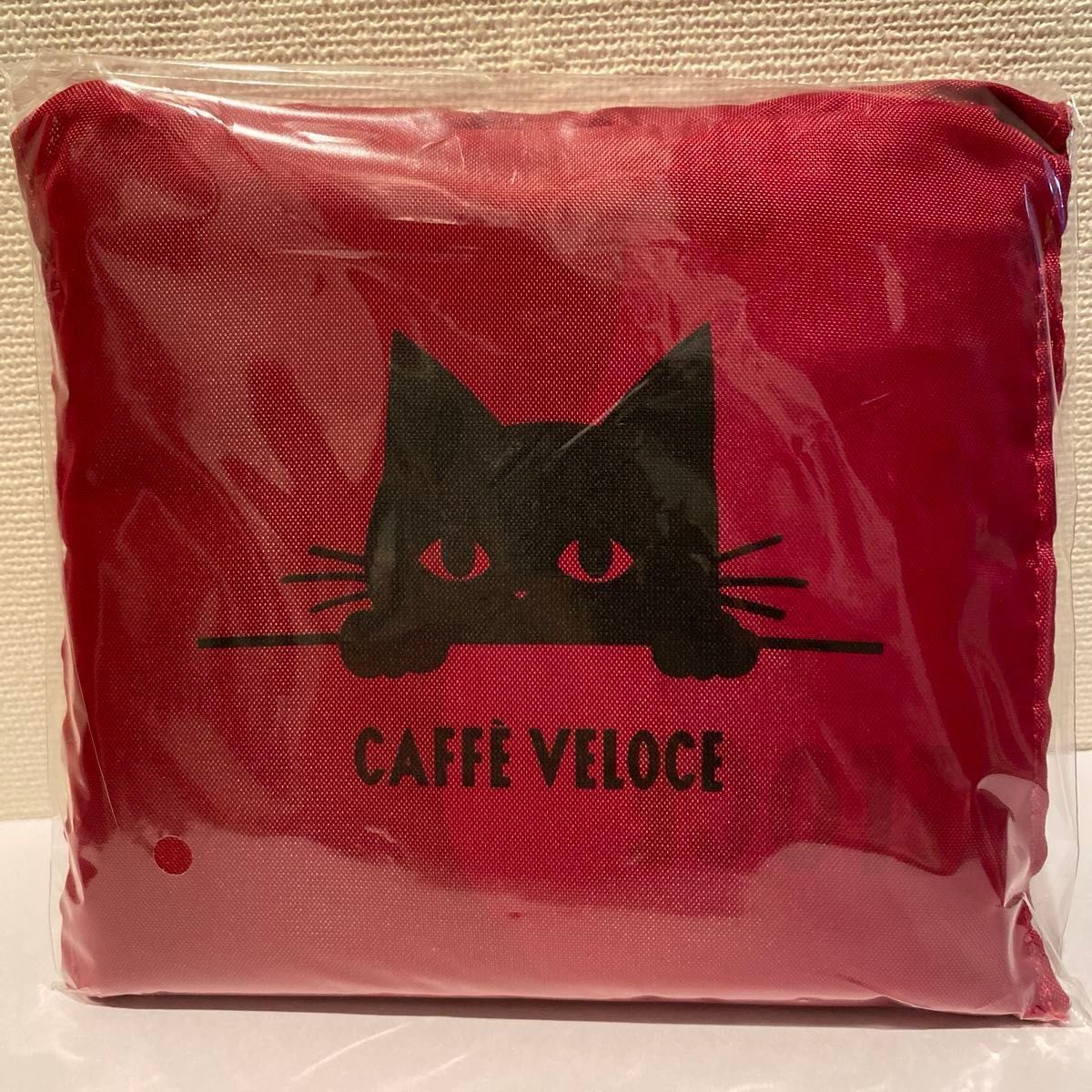 VELOCE カフェ　ベローチェ　黒ねこ　エコバッグ　赤　新品　未使用　未開封　黒猫　レッド