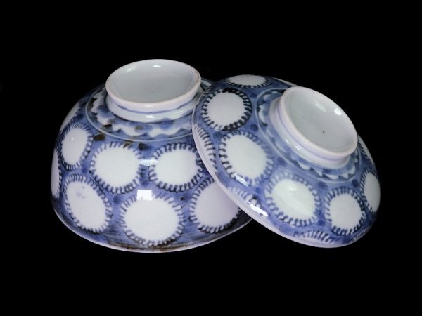fbpz-E857mS old Imari blue and white ceramics snow wheel .. map cover tea cup 