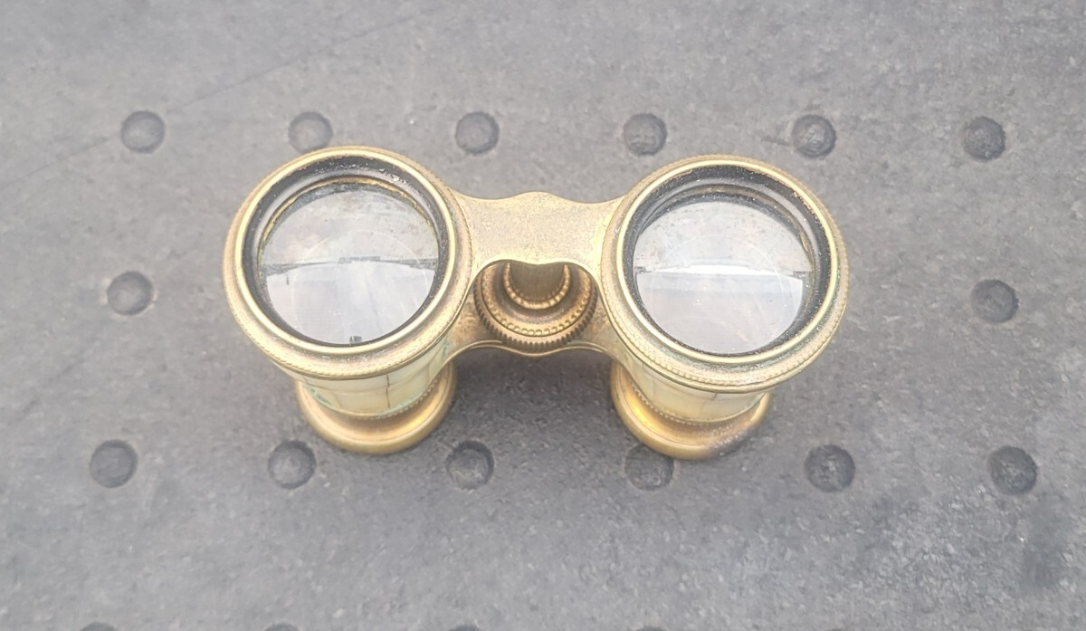  antique White Butterfly . opera glasses Vintage mother ob pearl telescope binoculars storage goods that time thing rare Vintage brass metal . brass made 