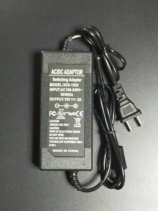 2個セット 変換プラグ付 15V5A 75W ACアダプター プラグサイズ5.5×2.5/2.1mm （15V 2.5A 2A 1.5A 1A) AC/DCアダプター スイッチング電源_画像2
