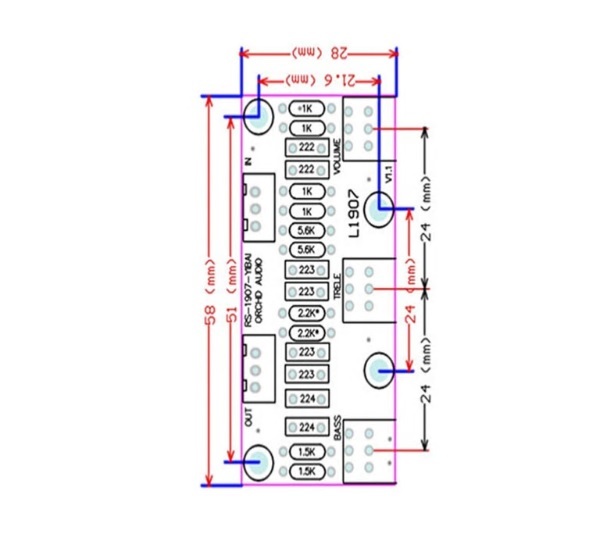  stereo tone control board controller low sound height sound volume adjustment adjustment to Rebel audio amplifier original work (RCA AUX,