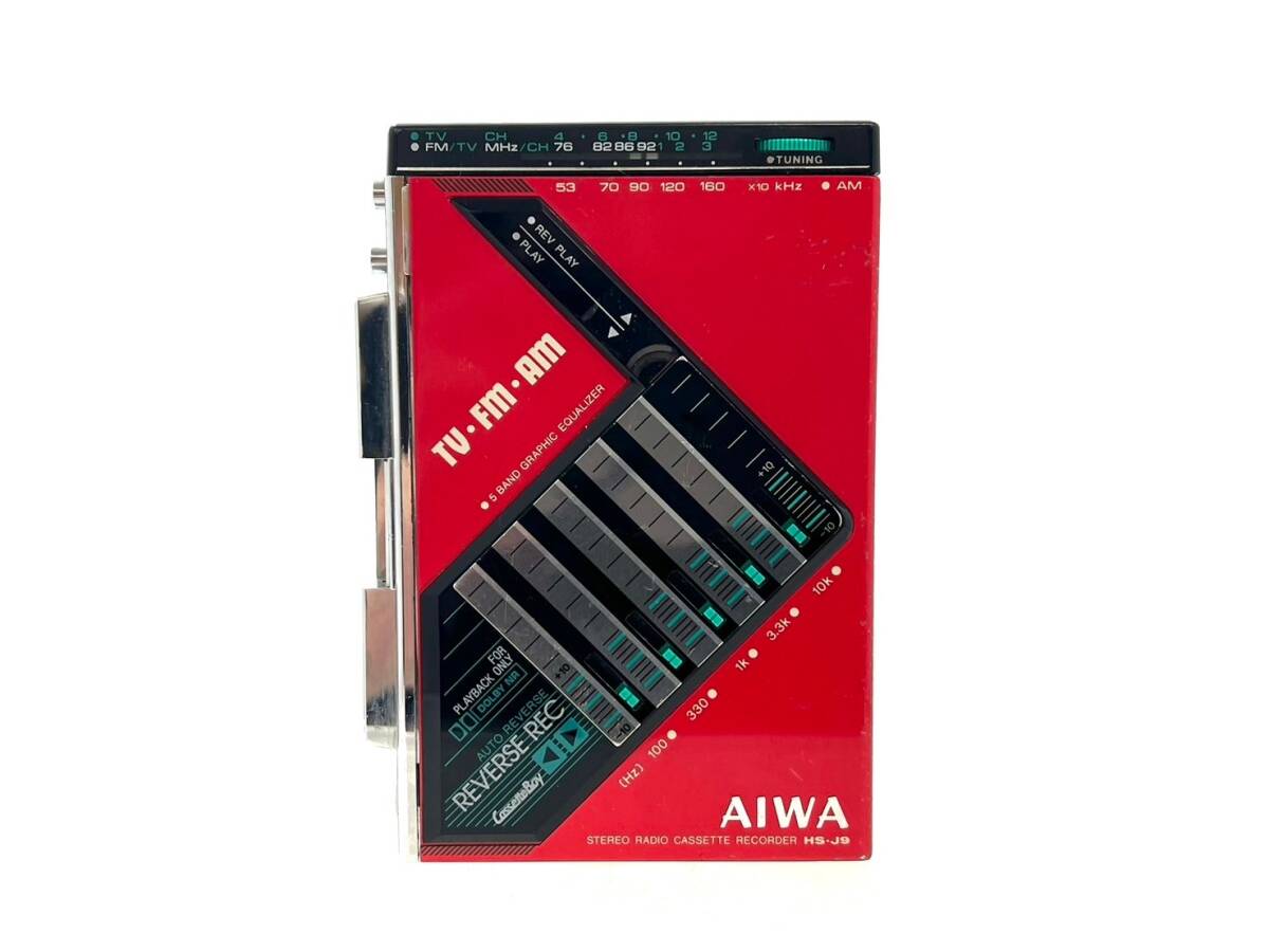 【通電のみ確認済/ジャンク品】AIWA/アイワ HS-J9 カセットボーイ ステレオラジオカセットレコーダー カセットプレーヤー 赤 (46844NH1)の画像2