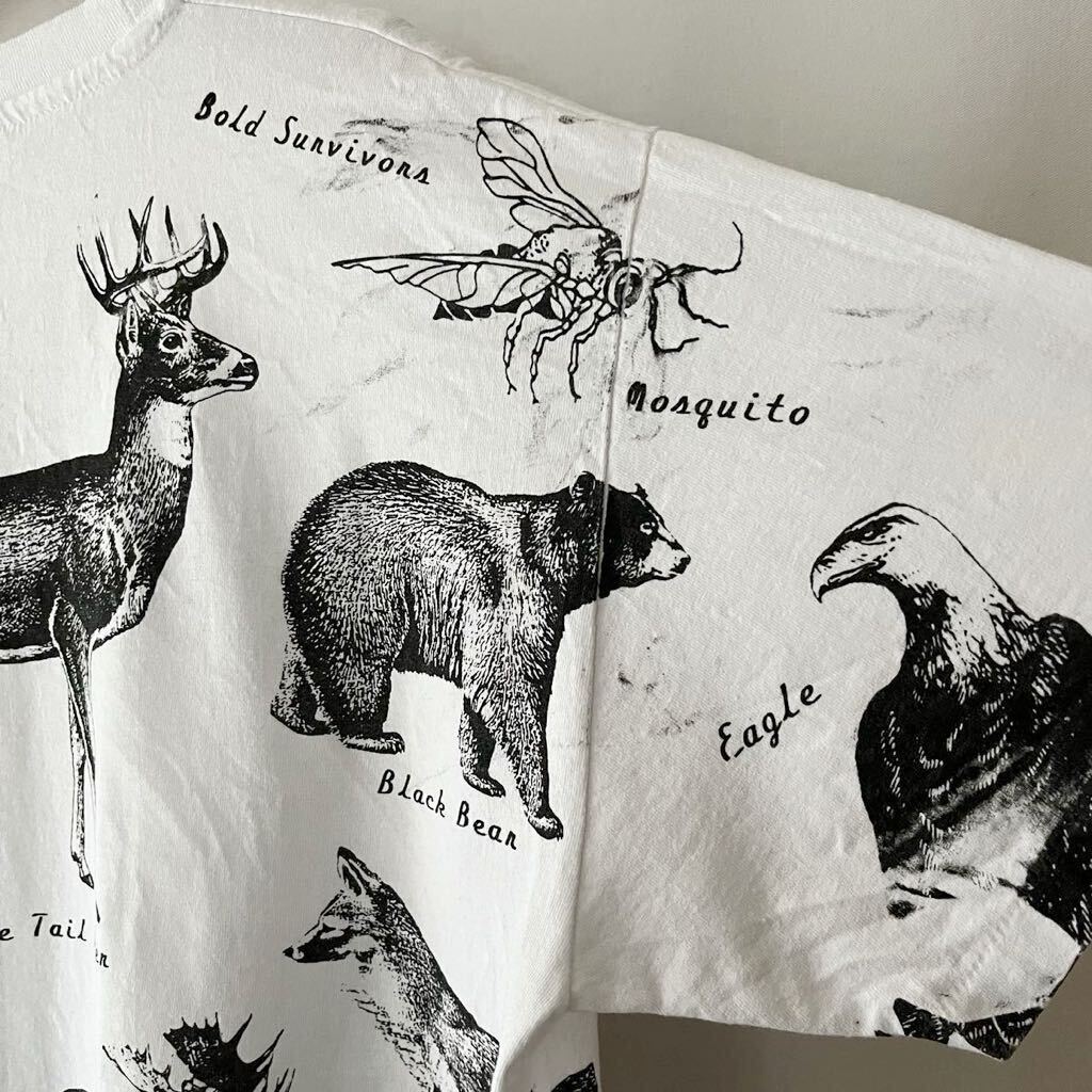 90s 動物 オールオーバープリント Tシャツ USA製 XL ビンテージ 90年代 アニマル 昆虫 フルプリント アメリカ製 オリジナル ヴィンテージの画像7