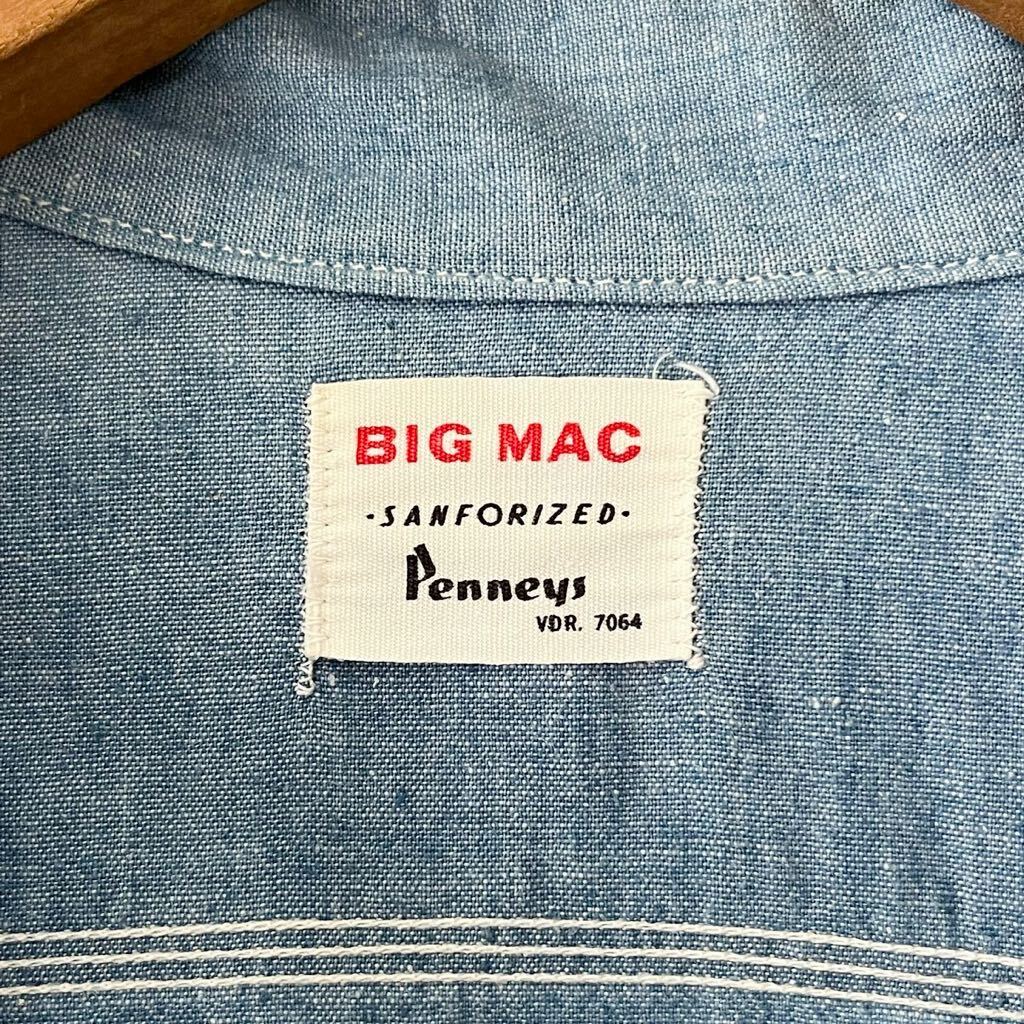 60s BIG MAC 猫目ボタン シャンブレー シャツ ビンテージ 60年代 BIGMAC ビッグマック ワークシャツ オリジナル ヴィンテージ_画像4