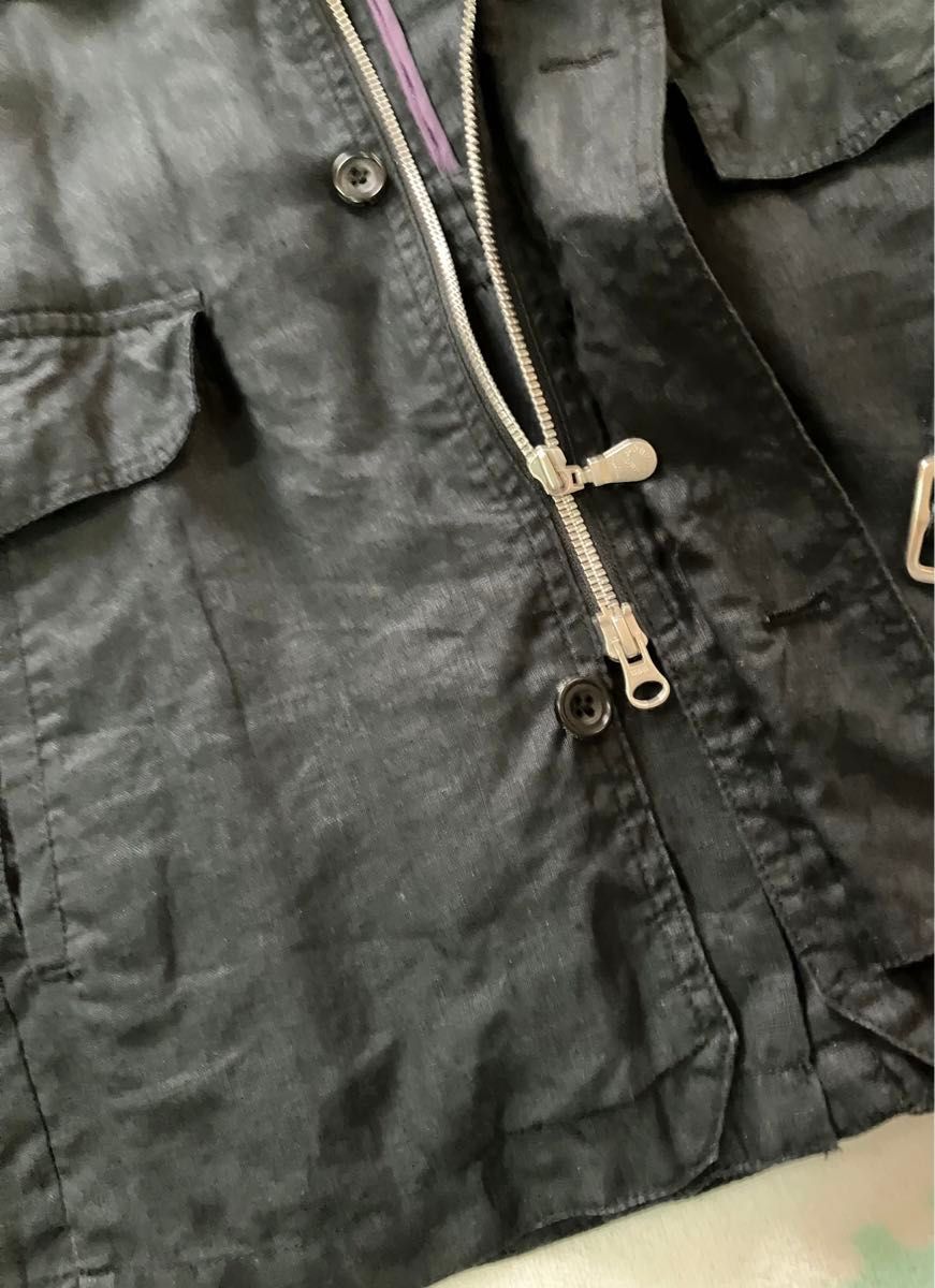 TORNADO MART  トルネード マート 麻　ジャケット  ブラック　サイズM  美品　 ベルト付きアウター ジャケット