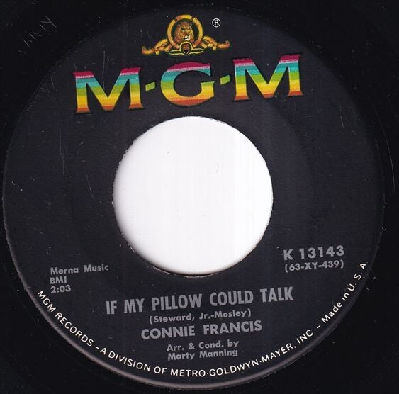 Connie Francis - If My Pillow Could Talk / You're The Only One Can Hurt Me (A) RP-Q516の画像2