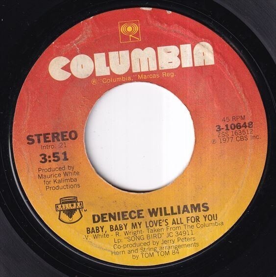 Deniece Williams - Baby Baby My Love's All For You / Be Good To Me (A) SF-K121の画像1