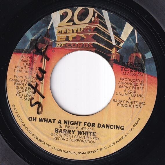 Barry White - Oh What A Night For Dancing / You're So Good You're So Bad (A) SF-N219_7インチ大量入荷しました。