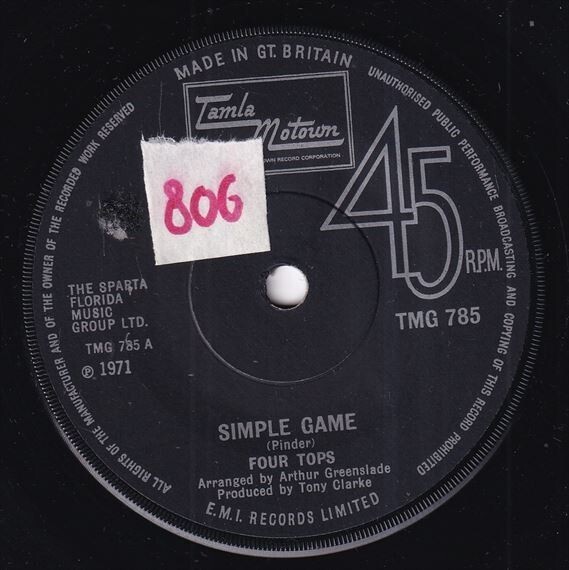 Four Tops - Simple Game / You Stole My Love (A) SF-L606_7インチ大量入荷しました。