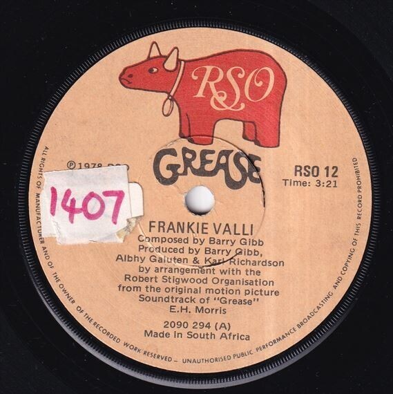 Frankie Valli / Gary Brown - Grease / Grease (Instrumental) (A) SF-N161_7インチ大量入荷しました。