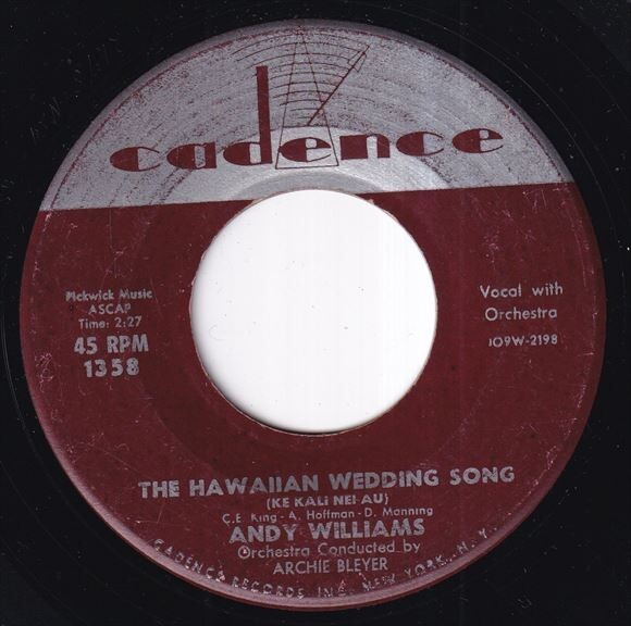 [Jazz, Latin, Funk / Soul, Pop] Andy Williams - The Hawaiian Wedding Song (Ke Kali Nei Au) / The House Of Bamboo (C) SF-P685の画像1