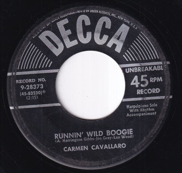 [Jazz.Pop] Carmen Cavallaro - Meet Mister Callaghan / Runnin' Wild Boogie (C) SF-Q314_画像2