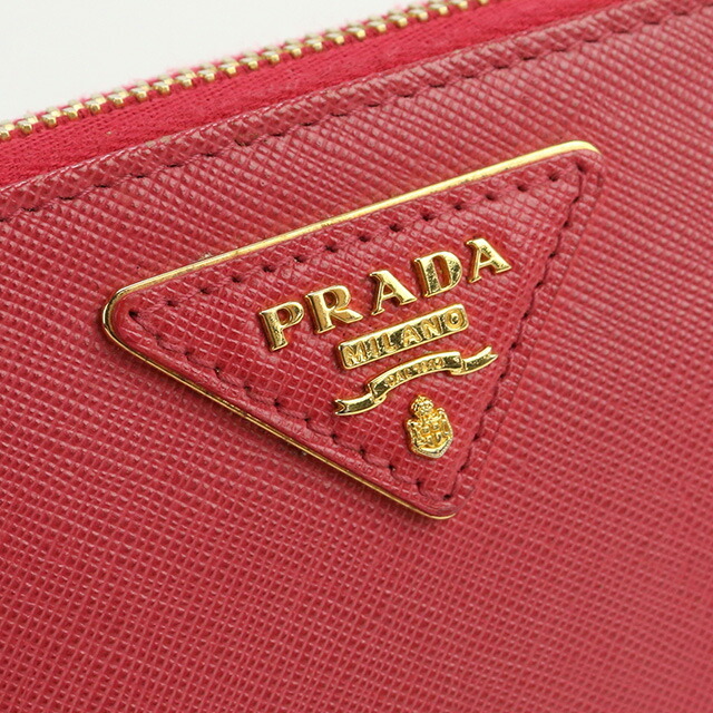 中古 プラダ 長財布ラウンドファスナー レディース ブランド PRADA ジップアラウンド長財布 1M0506 ZLR F0505 ピンク_画像9