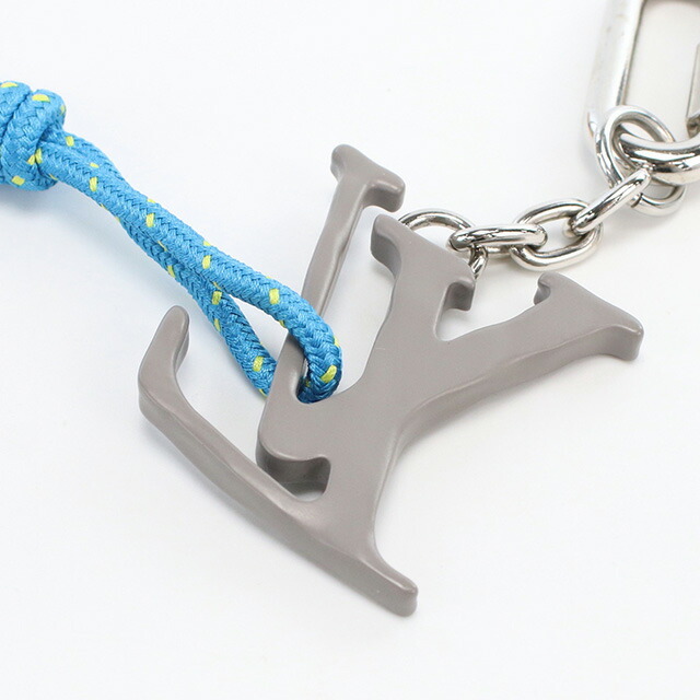  used Louis Vuitton key ring unisex brand LOUIS VUITTONporutokreLV Shape rope metal MP2618 gray 