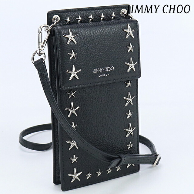 中古 ジミーチュウ 斜め掛け ショルダーバッグ レディース ブランド JIMMY CHOO ペガシ フォンケース レザー ブラック バッグ_画像1