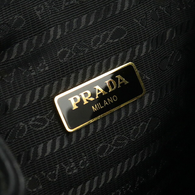 中古 プラダ ハンドバッグ レディース ブランド PRADA 2WAY巾着型ショルダー ジャガード 1BH097 UCW F0002 ブラック_画像8