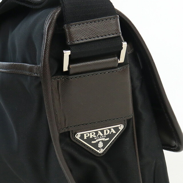 中古 プラダ 斜め掛け ショルダーバッグ ユニセックス ブランド PRADA メッセンジャー ナイロン VA0768 ブラック_画像10