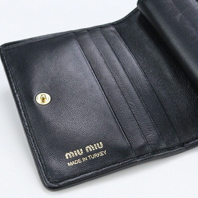  used MiuMiu two folded wallet change purse attaching lady's brand MIUMIUma tera se leather folding purse leather 5MV204 2FPP F0002