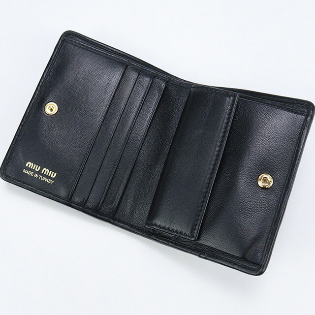  used MiuMiu two folded wallet change purse attaching lady's brand MIUMIUma tera se leather folding purse leather 5MV204 2FPP F0002
