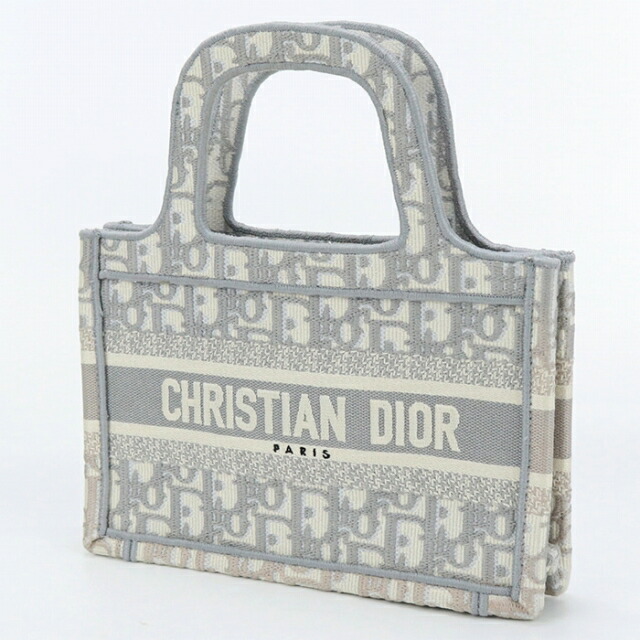 中古 クリスチャンディオール トートバッグ レディース ブランド Christian Dior ブックトート バッグ ミニ グレー バッグ_画像3