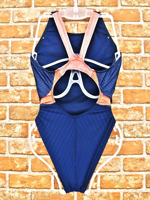 BO3-83Y^// as good as new arena* Arena!s trash * navy × orange series * lustre equipped Lady's .. swimsuit M* most low price . postage .. packet 210 jpy 