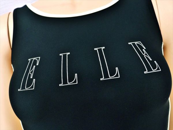 BY4-211◇//ELLE♪ハイレグリメイク1点もの♪クールなツートーンデザイン♪レディース競泳水着※一番安価な送料はゆうパケットなら210円♪の画像3