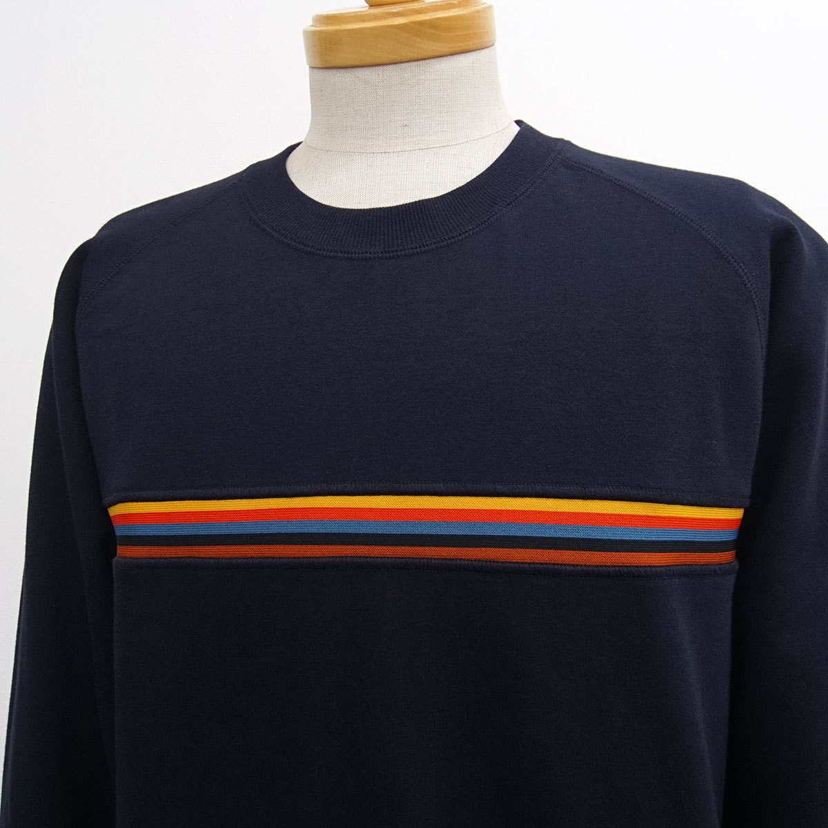 [ новый товар ] Paul Smith [M] мульти- художник полоса футболка спортивная фуфайка Basic . обратная сторона шерсть обратная сторона пирог ru вырез лодочкой стирка возможность 